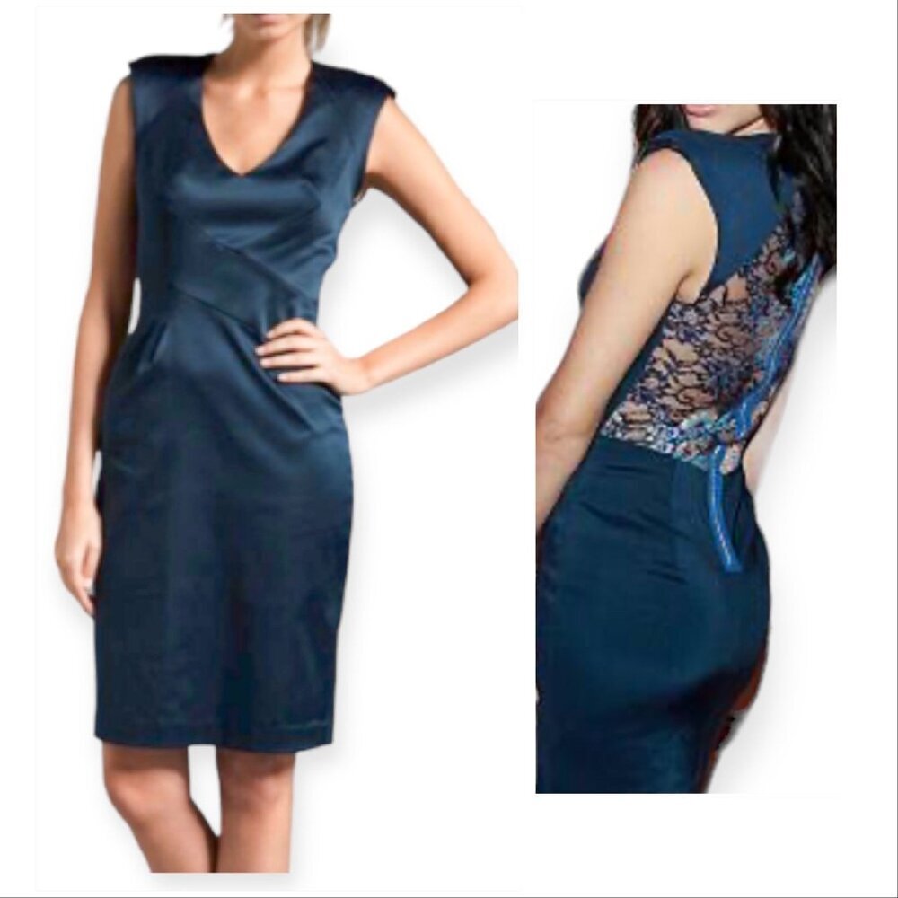 Black Halo Jagger Sheath Dress in Indigo, size 0